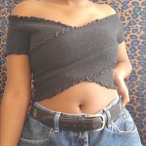 Black Hollister off the shoulder top